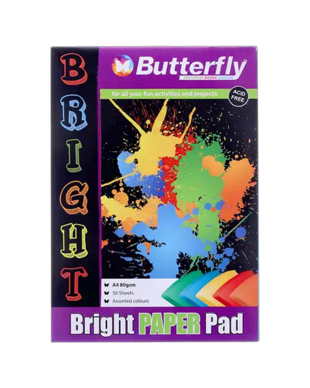 BUTTERFLY A4 BRIGHT BOARD PAD 20 SHEETS 160 GSM