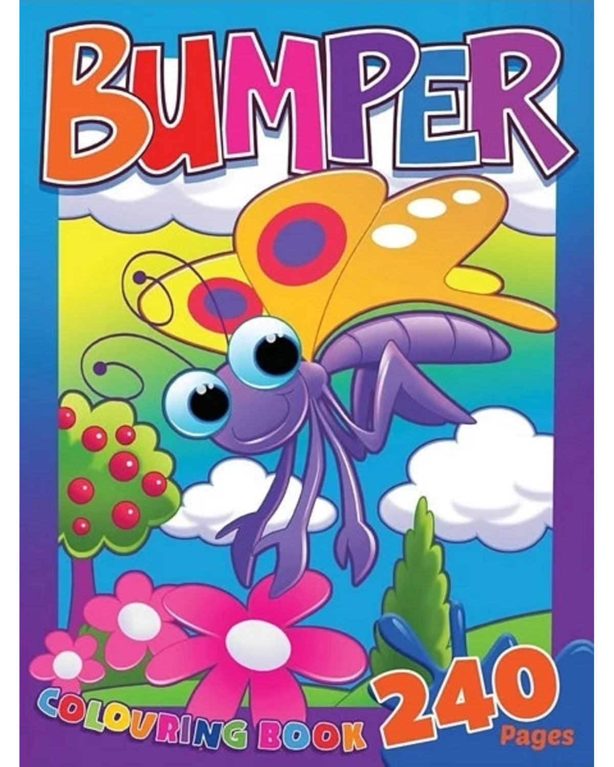 BUTTERFLY 240 PAGE BUMPER COLOURING AND ACTIVITY BOOK CAT BLOWING BUBBLES