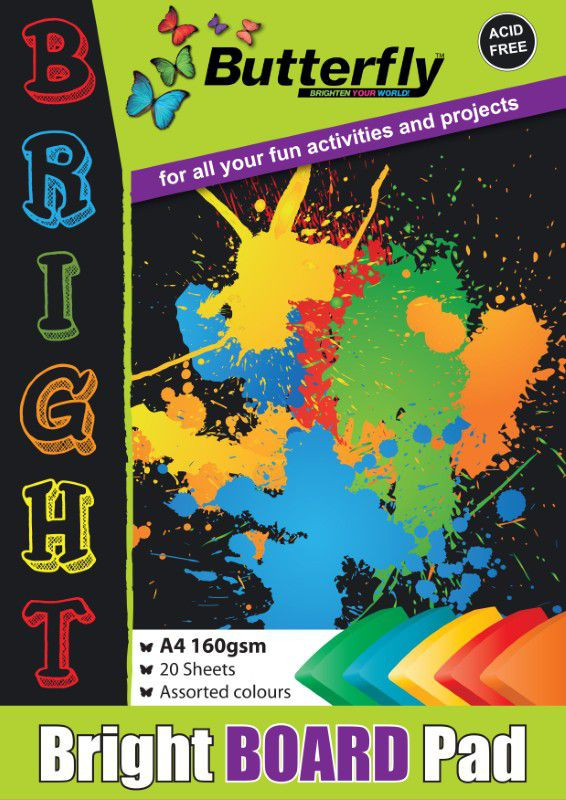 BUTTERFLY A4 BRIGHT BOARD PAD 20 SHEETS 160 GSM