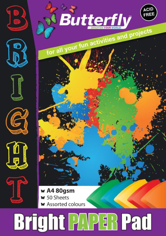 BUTTERFLY A4 BRIGHT PAPER PAD 50 SHEETS 80 GSM