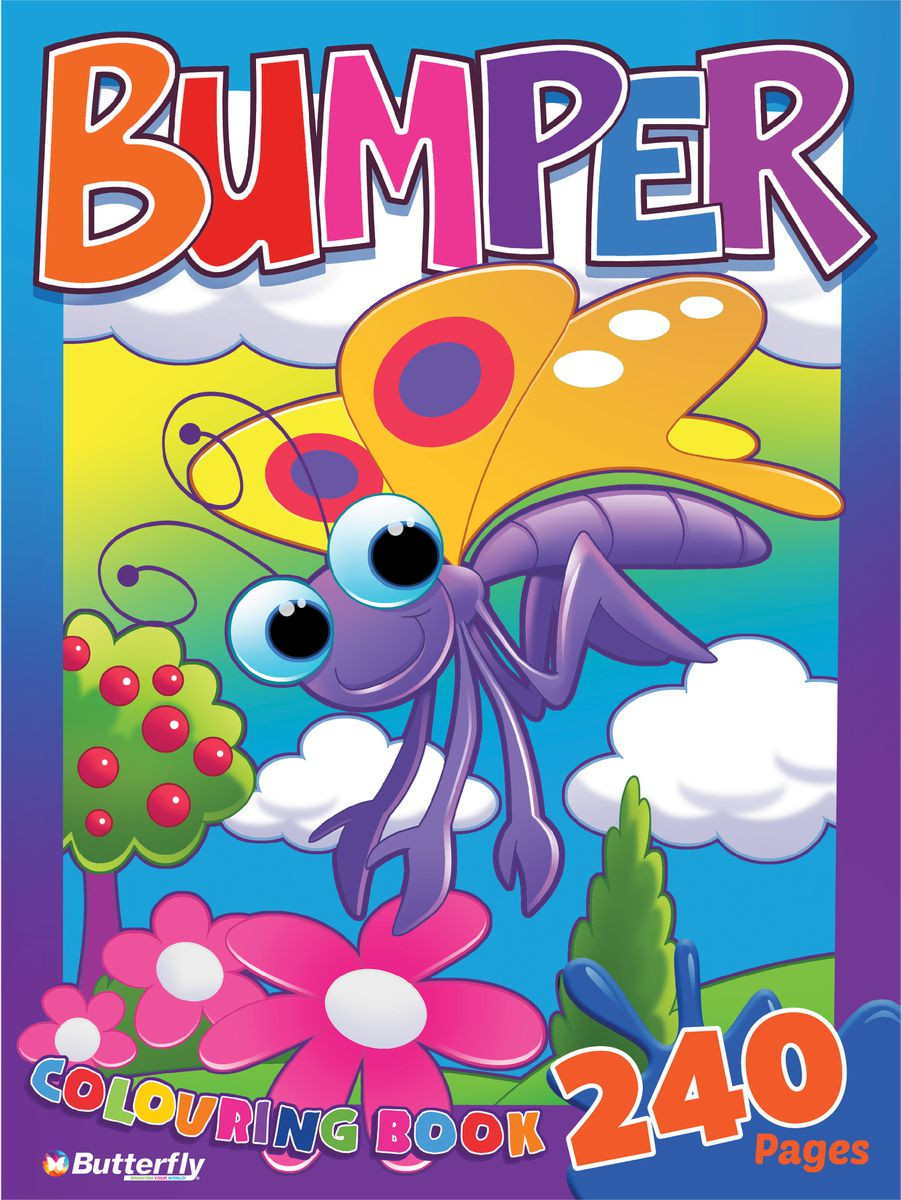 BUTTERFLY 240 PAGE BUMPER COLOURING AND ACTIVITY BOOK CAT BLOWING BUBBLES